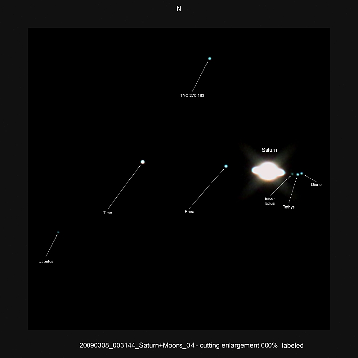 20090308_003144_Saturn+Moons_04 - cutting enlargement 600pc labeled.JPG -   Newton d 309,5 / af 1623 & Coma Corrector CANON-EOS5D (AFC-Filter) 1000 ASA  no add. filter 1 light-frame 0.8s Canon-RAW-Image, Adobe-PS-CS3  
